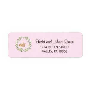 Floral Sleeping Deer Girl Retourner Adresse Étiqu