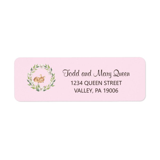 Floral Sleeping Deer Girl Retourner Adresse Étique (Devant)