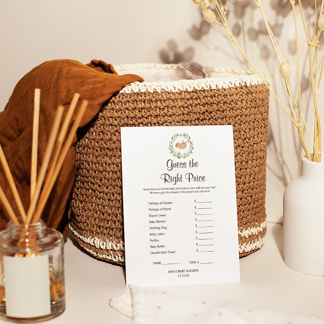 Floral Sleeping Deer Shower Guess The Right Price Flyer (Creator Uploaded)