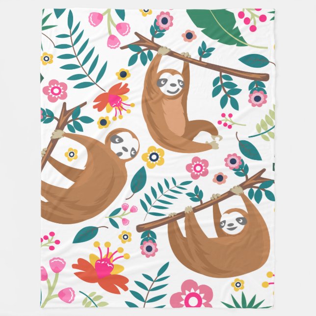 floral sloth blanket (Front)