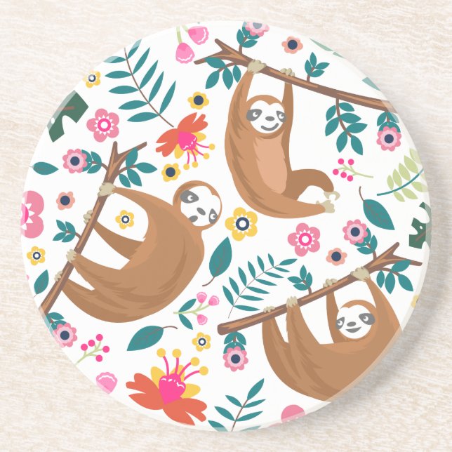 floral sloth coaster (Front)