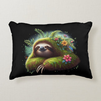 Floral Sloth Pillow - Relaxing Rainforest Pillow