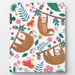 floral sloth plaque