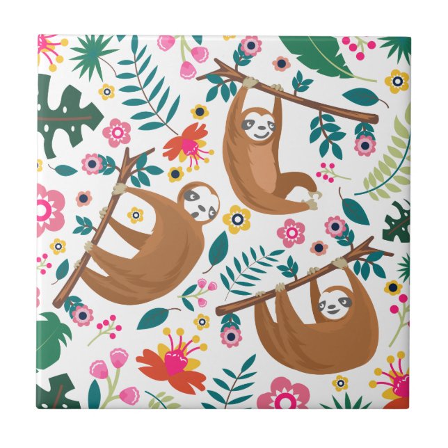 floral sloth tile (Front)