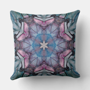 Floral Snowflake Pink Blue Green  Throw Pillow