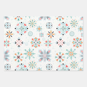 Floral snowflakes wrapping paper sheet