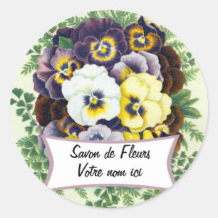Floral soap cosmetics perfume sticker with pansies