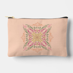 Floral Soft peach kaleidoscopic Script Best Mom Accessory Pouch