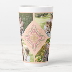 Floral Soft peach kaleidoscopic Script Best Mom Latte Mug