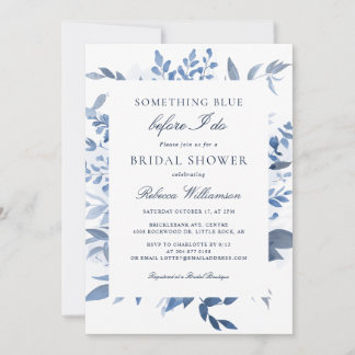 Floral Something Blue Before I Do Bridal Shower Invitation