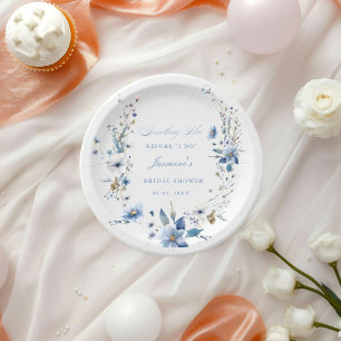 Floral Something blue before i do Bridal Shower Paper Plate