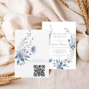 Floral Something blue before i do QR Bridal Shower Invitation