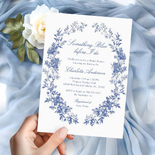 Floral Something Blue Bridal Shower  Invitation