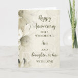 Floral Son & Daughter in Law Anniversary Card<br><div class="desc">Happy wedding anniversary card for son and daughter in law with beautiful white vintage flowers pattern and sentimental verse.</div>