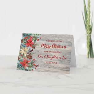 Floral Son & Daughter in Law  Merry Christmas Card