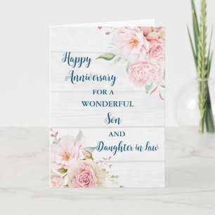 Floral Son & Daughter in Law Wedding Anniversary Card
