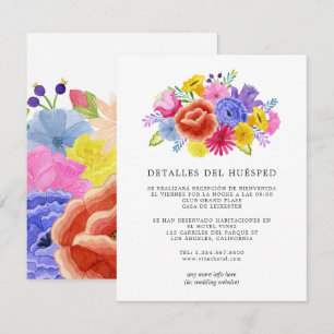 Floral Spanish Fiesta Wedding Guest Details Enclosure Card