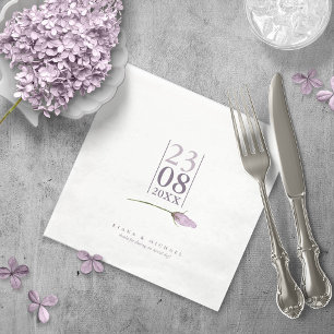 Floral Sparkles Wedding Date White/Mauve ID889  Napkin