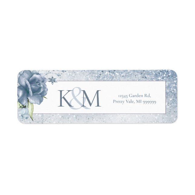 Floral Sparkles Wedding Dusty Blue ID889 (Front)
