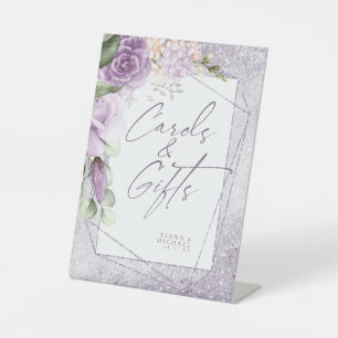 Floral Sparkles Wedding Mauve ID889 Pedestal Sign
