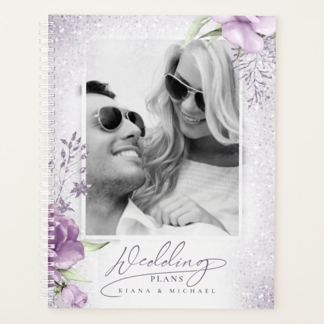 Floral Sparkles Wedding Mauve ID889 Planner (Front)