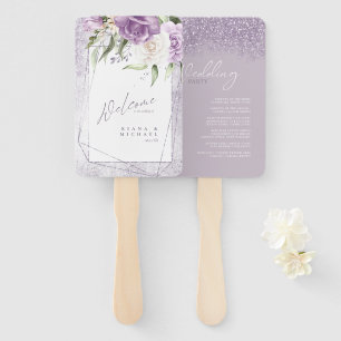 Floral Sparkles Wedding Party or Program ID889 Hand Fan