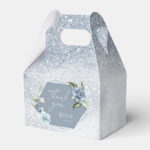 Floral Sparkles Wedding Thank You Dusty Blue ID889 Favor Box