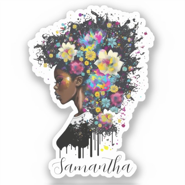 Floral Sparkling African American Woman (Front)