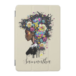 Floral Sparkling African American Woman iPad Mini Cover