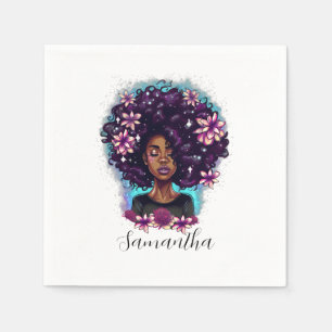 Floral Sparkling Afro Woman Napkin
