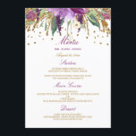 Floral Sparkling Amethyst Wedding Dinner Menu<br><div class="desc">Matching collection in the Little Bayleigh store! We have used artwork from: www.createthecut.com</div>