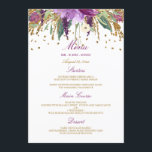 Floral Sparkling Amethyst Wedding Dinner Menu<br><div class="desc">Matching collection in the Little Bayleigh store! We have used artwork from: www.createthecut.com</div>