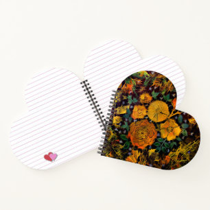 Floral Sparks Heart Shaped Notebook