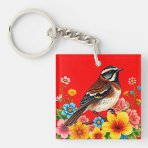 🐦 Floral Sparrow Garden Charm Gift 🐦 Keychain