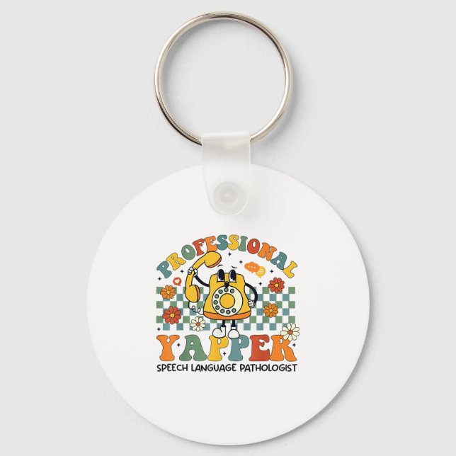 Floral Speech Language Pathologist Slp Professiona Keychain (Front)
