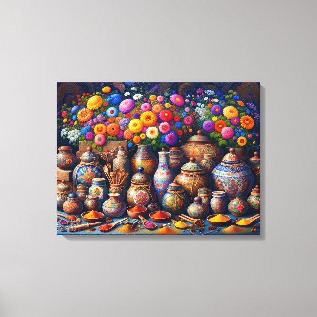 "Floral Spice Bazaar" Canvas Print (Front)
