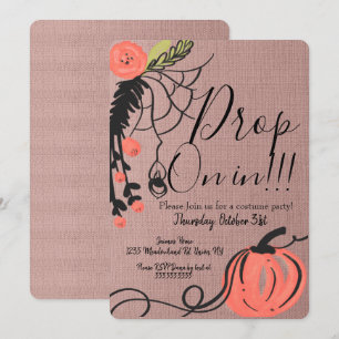 Floral Spider Costume Halloween Birthday Invitation