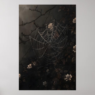 Floral Spider Web Print, Dark Academia Gothic Poster