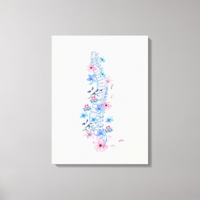 Floral spinal cord anatomy canvas print  (Front)