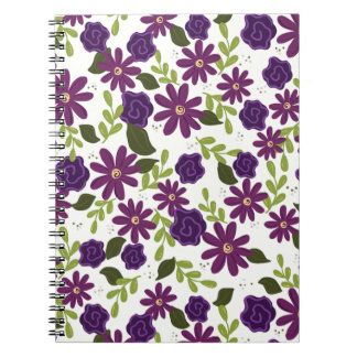 Floral Spiral Notebook with Purple Blooms