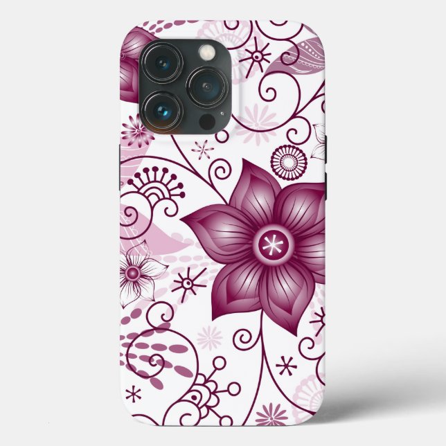 Floral Spiral Pink and White Pattern  Case-Mate iPhone Case (Back)