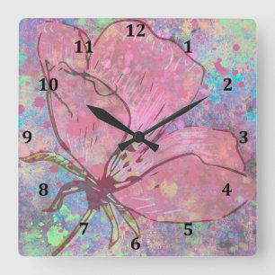 Floral Splatter Wall Clock