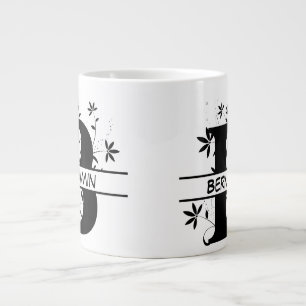 Floral Split Customized Alphabet monogram Letter B Large Coffee Mug