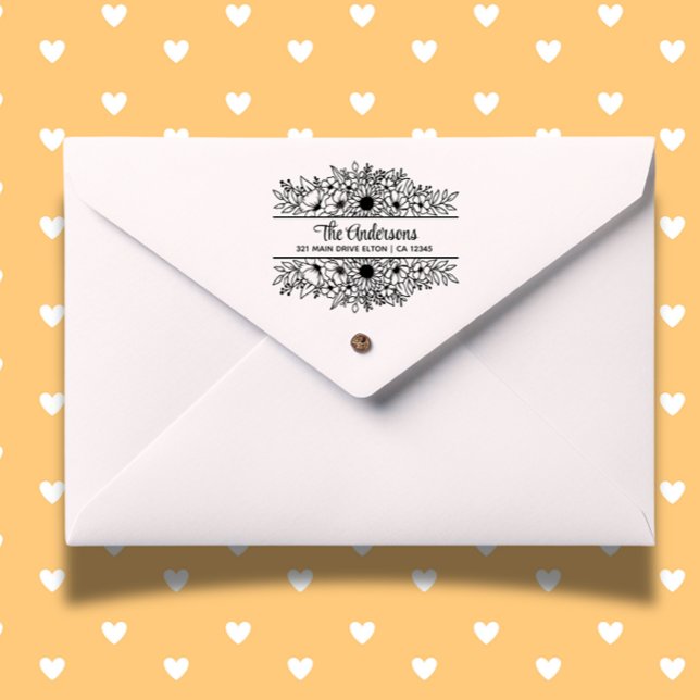 Floral Split Monogram, Flower Theme  Rubber Stamp (Create heartfelt, personalized gifts with our floral split monogram rubber stamp.)