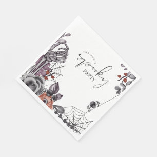 Floral Spooky Halloween Birthday Party  Napkin
