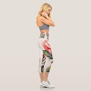 Floral Sports Leggings Activewear with Rose Powe