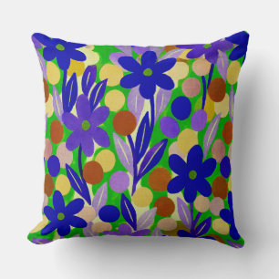 Floral Spots in kelly green pattern Throw Pillow