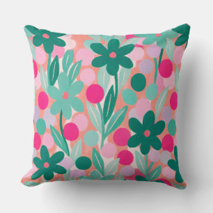 Floral Spots in salmon pink pattern Throw Pillow