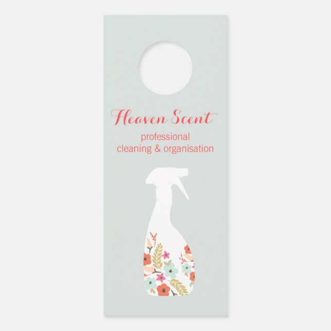 Floral Spray Bottle House Cleaning  Door Hanger (Front)