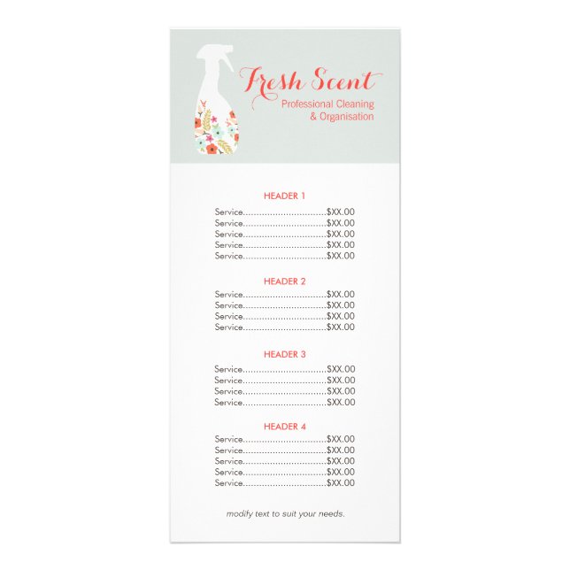 Floral Spray Bouteille Maison Nettoyage Prix Menu (Devant)